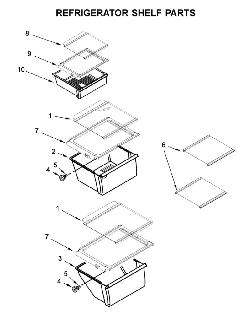 Refrigerator Shelf Parts Diagram and Parts List for 10641139712  Kenmore Refrigerator
