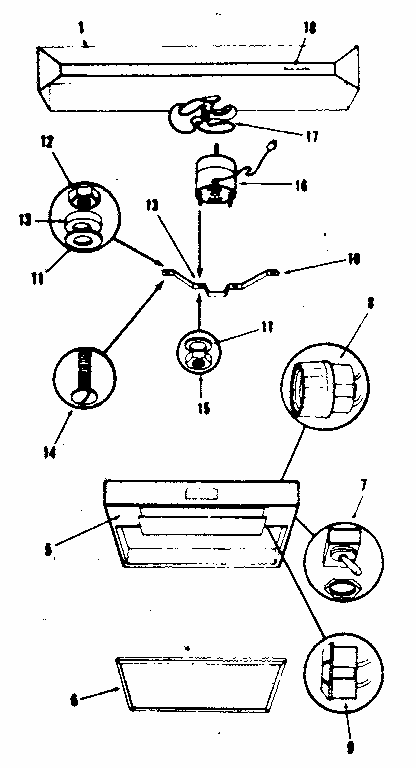 Range Hood Diagram and Parts List for 8509101  Kenmore Range Hood