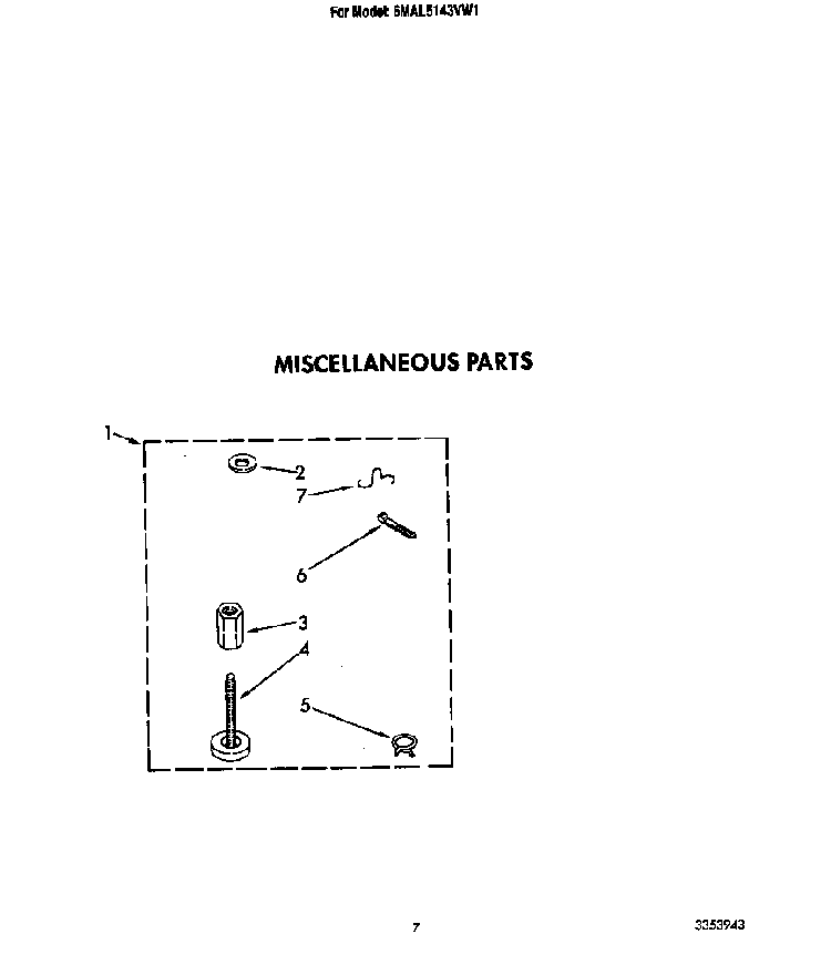 Miscellaneous Diagram and Parts List for 6MAL5143VW1  Whirlpool Washer