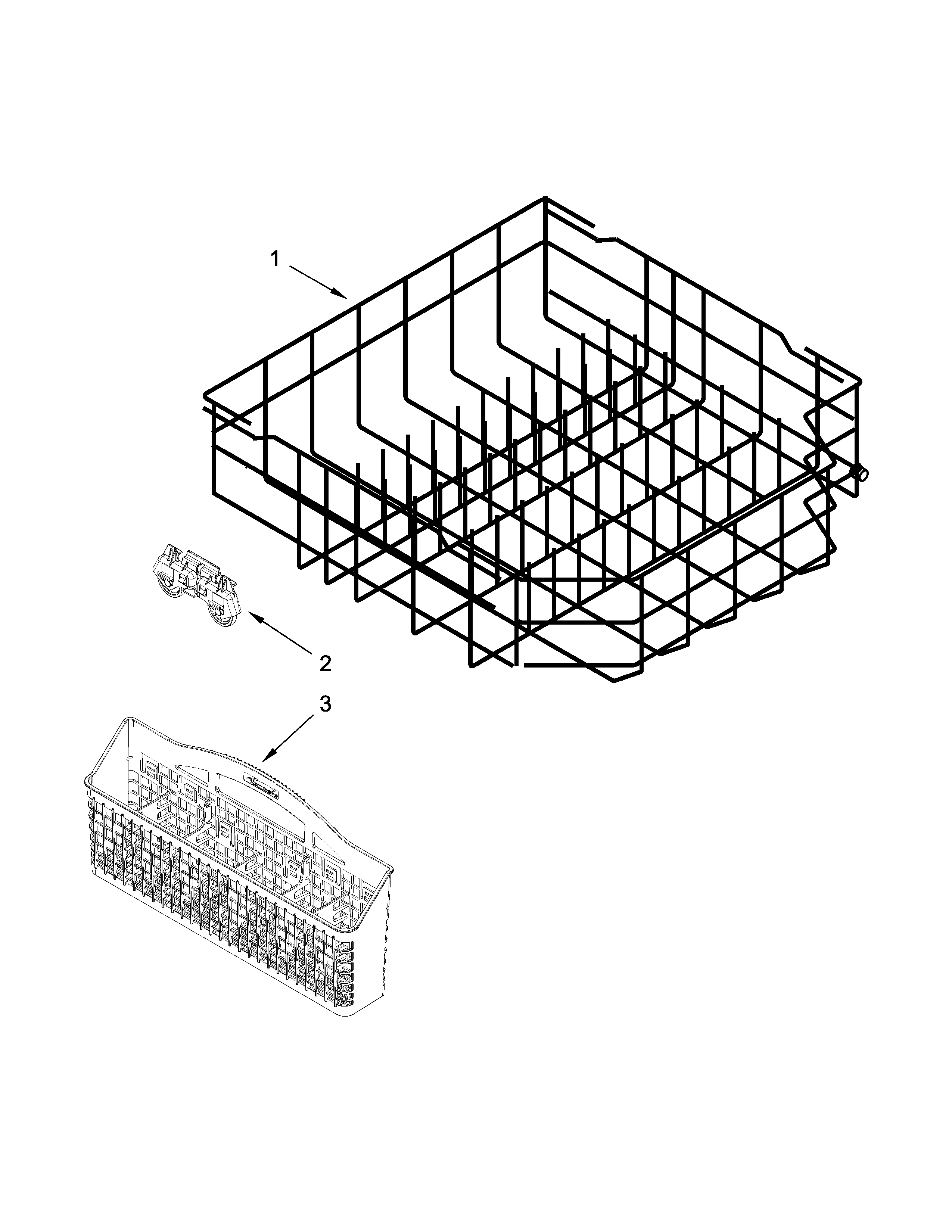 Lower Rack Parts Diagram and Parts List for 66513479N410  Kenmore Dishwasher