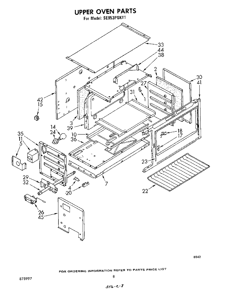 UPPER OVEN Diagram and Parts List for SE953PSKT1  Whirlpool Range