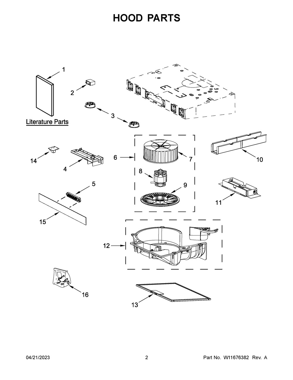 Hood Parts Diagram and Parts List for WVU57UC0FS2  Whirlpool Range Hood