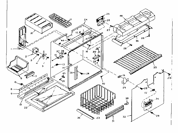 Freezer Section Parts Diagram and Parts List for 106W14GIML2  Kenmore Refrigerator