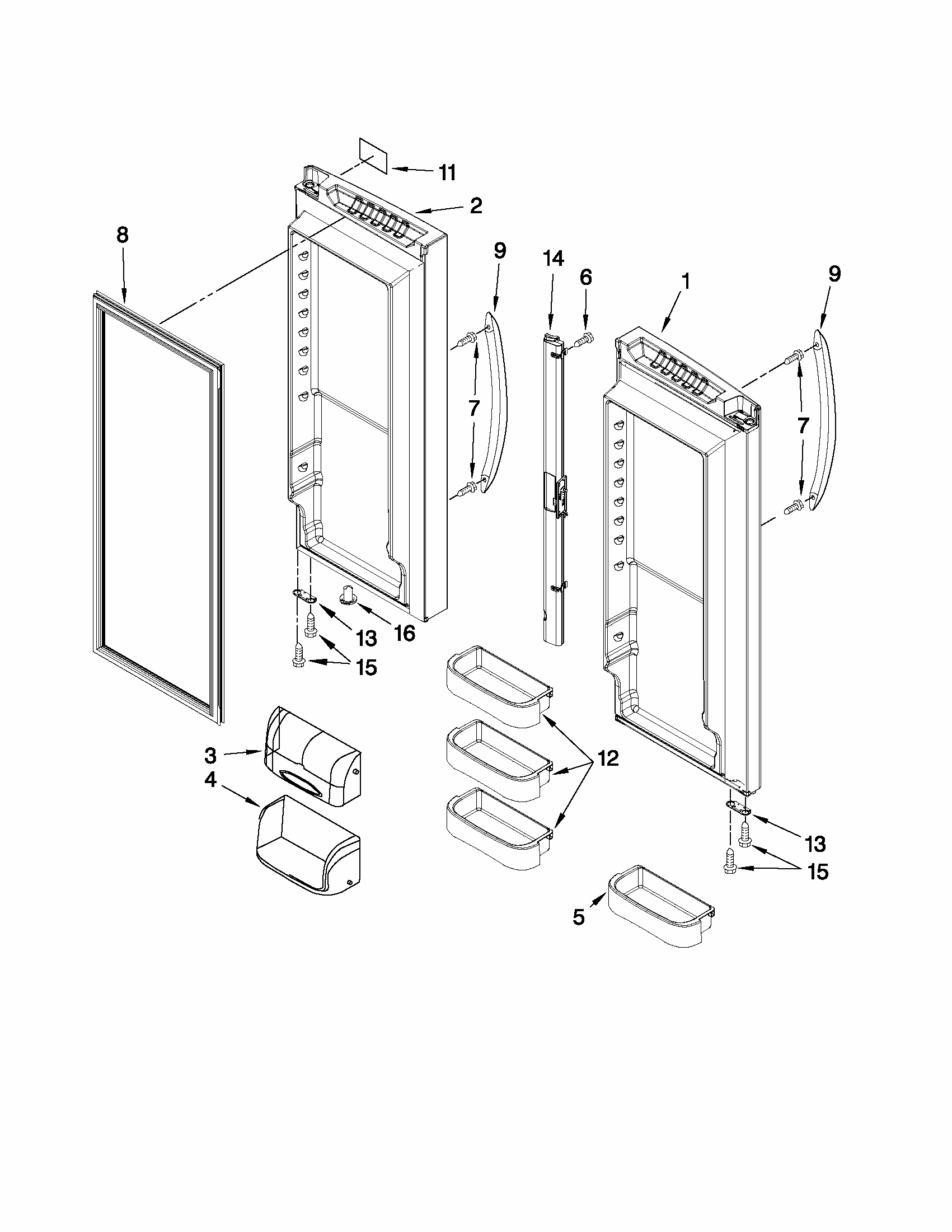 Refrigerator Door Parts Diagram and Parts List for 59672013013  Kenmore Refrigerator