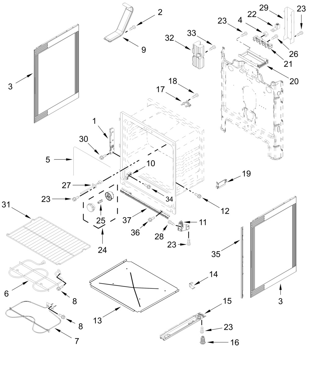 Chassis Parts Diagram and Parts List for WFES3330RZ2  Whirlpool Range