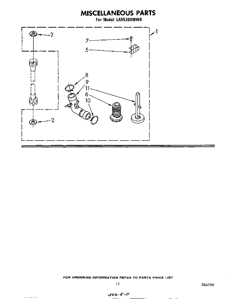 MISCELLANEOUS , LITERATURE Diagram and Parts List for LA5530XMW0  Whirlpool Washer