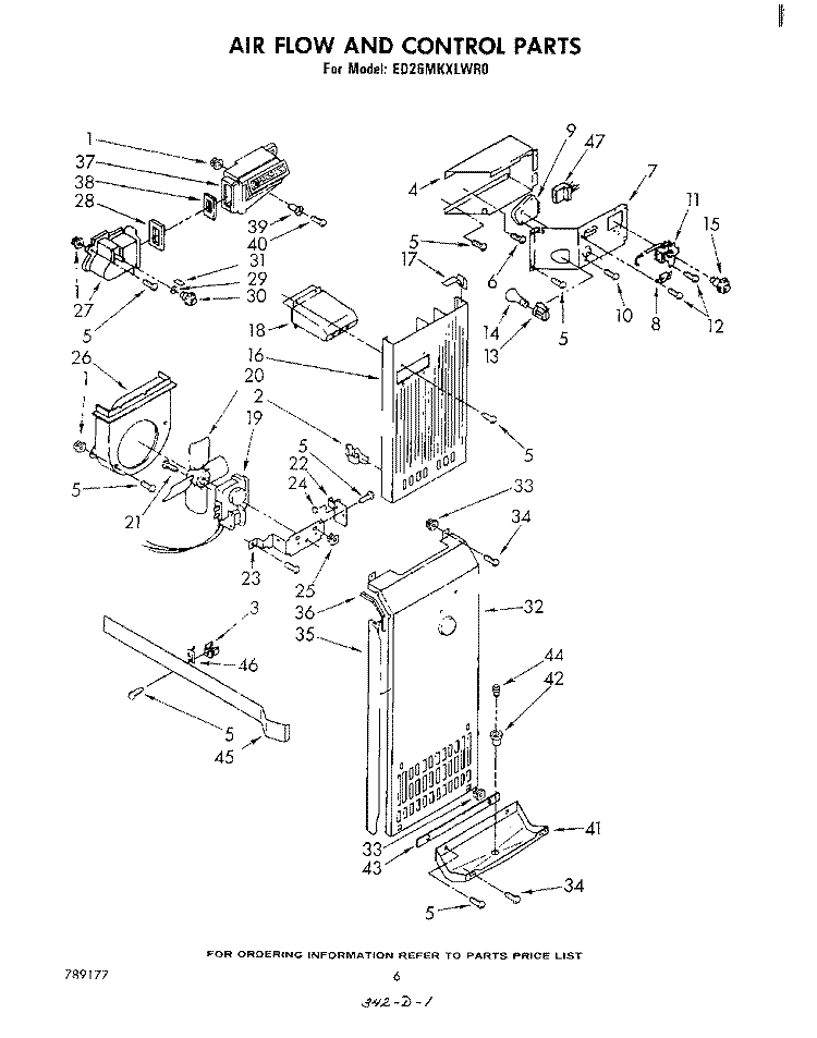 AIR FLOW AND CONTROL Diagram and Parts List for ED26MKXLWR0  Whirlpool Refrigerator