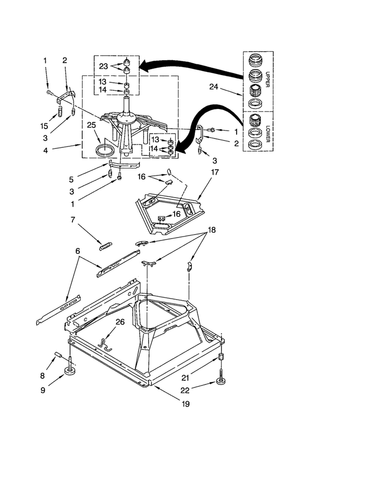 Machine Base Diagram and Parts List for LSQ9565MQ0  Whirlpool Washer