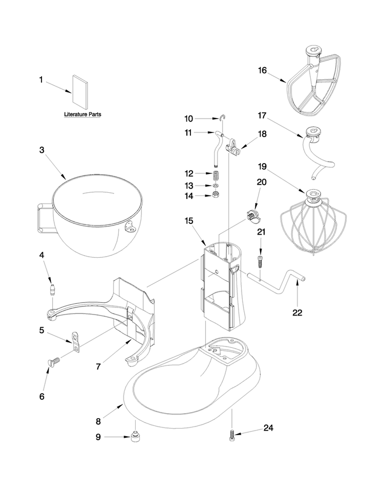 Base And Pedestal Unit Parts Diagram and Parts List for 4KV25H0XBU5  KitchenAid Mixer