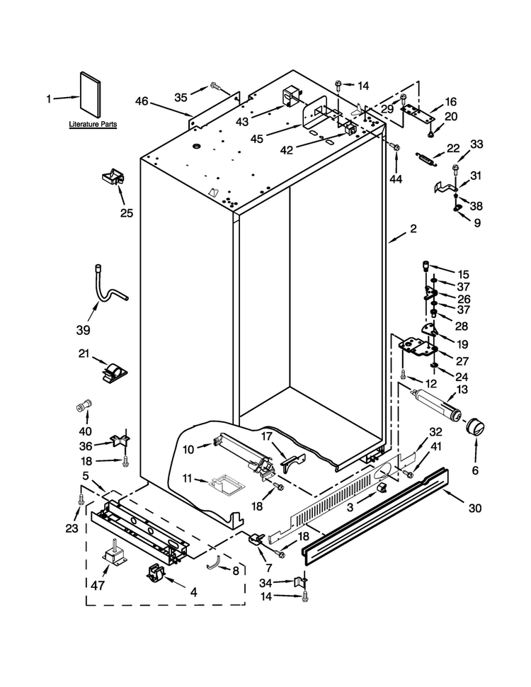 Cabinet Parts Diagram and Parts List for KSSC42QTS18  KitchenAid Refrigerator