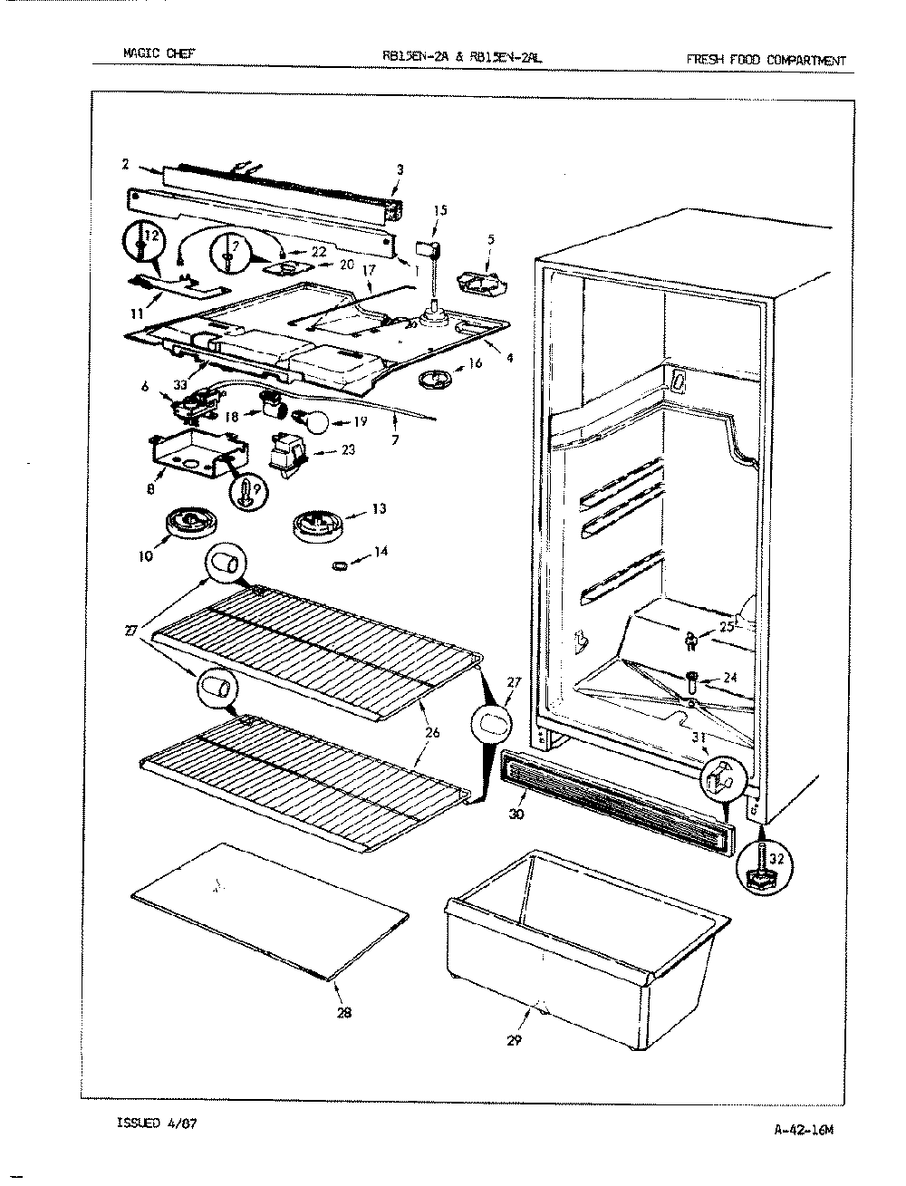 03 - Fresh Food Compartment Diagram and Parts List for RB15EA-2AL  Whirlpool Refrigerator