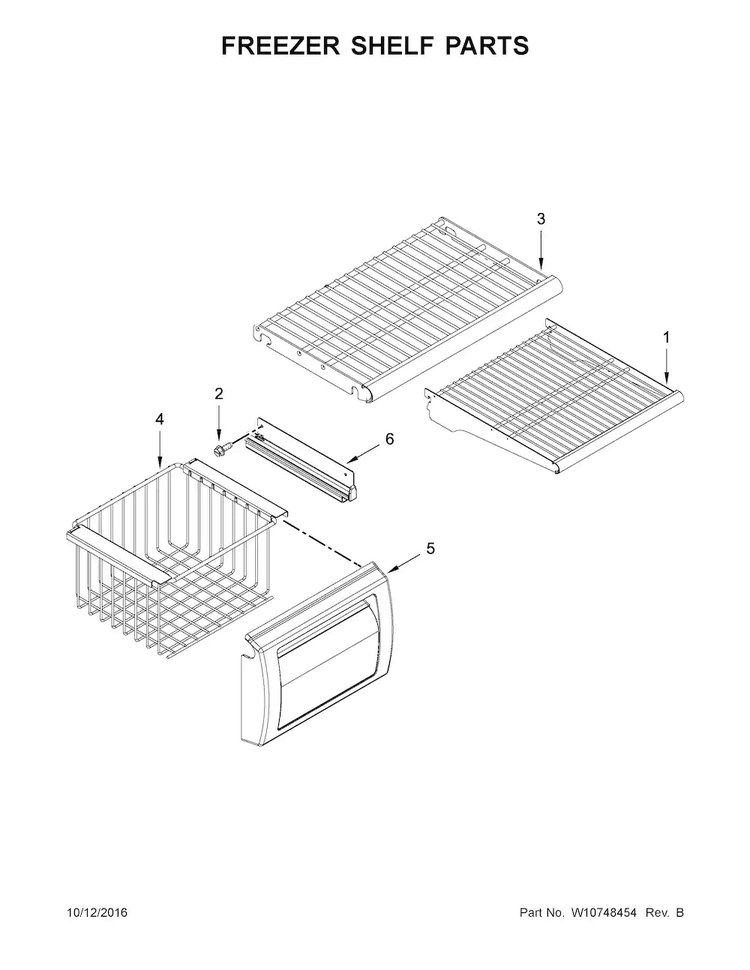 Freezer Shelf Parts Diagram and Parts List for KSSC36QTS10  KitchenAid Refrigerator