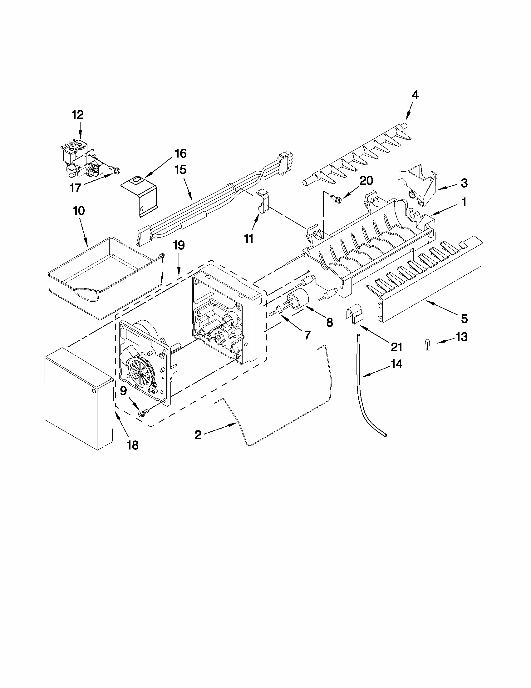 Icemaker Parts Diagram and Parts List for 59679323014  Kenmore Refrigerator