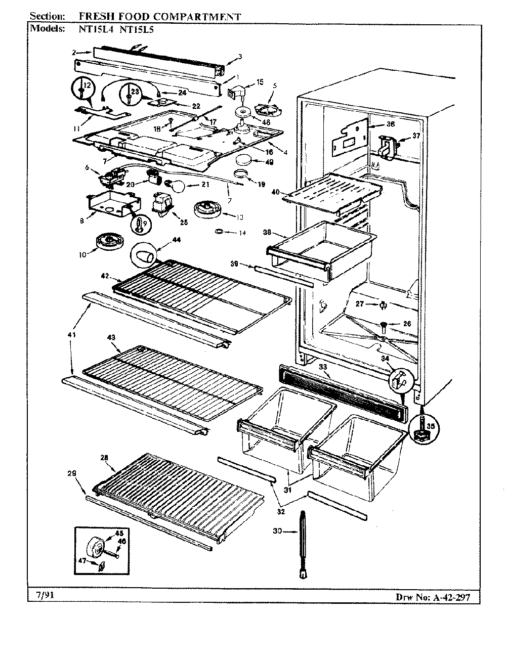 03 - Fresh Food Compartment Diagram and Parts List for NT15L5A  Whirlpool Refrigerator