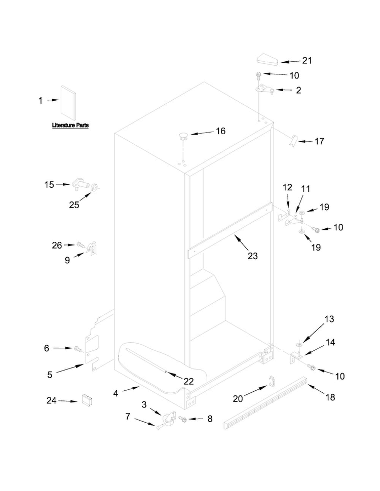 Cabinet Parts Diagram and Parts List for 10672154111  Kenmore Refrigerator