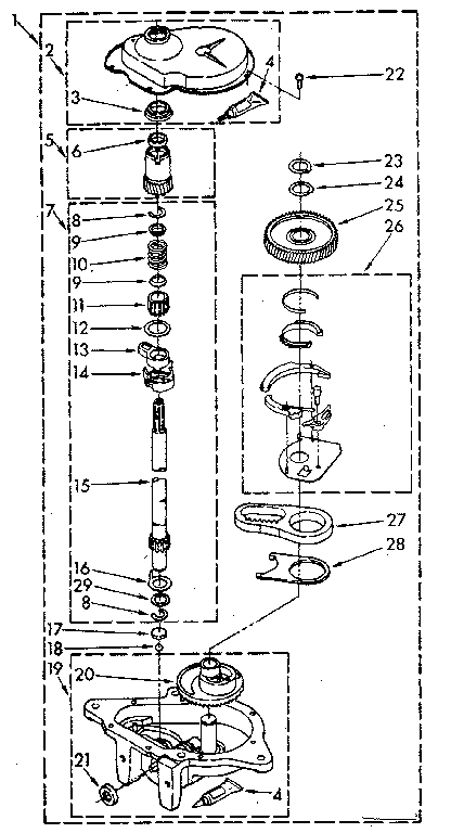 Gearcase Diagram and Parts List for LA7800XSN1  Whirlpool Washer