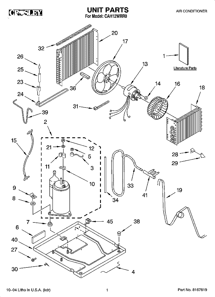 UNIT PARTS Diagram and Parts List for CAH12WRR0  Crosley Air Conditioner