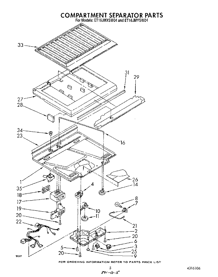 COMPARTMENT SEPARATOR Diagram and Parts List for ET16JMXSW04  Whirlpool Refrigerator