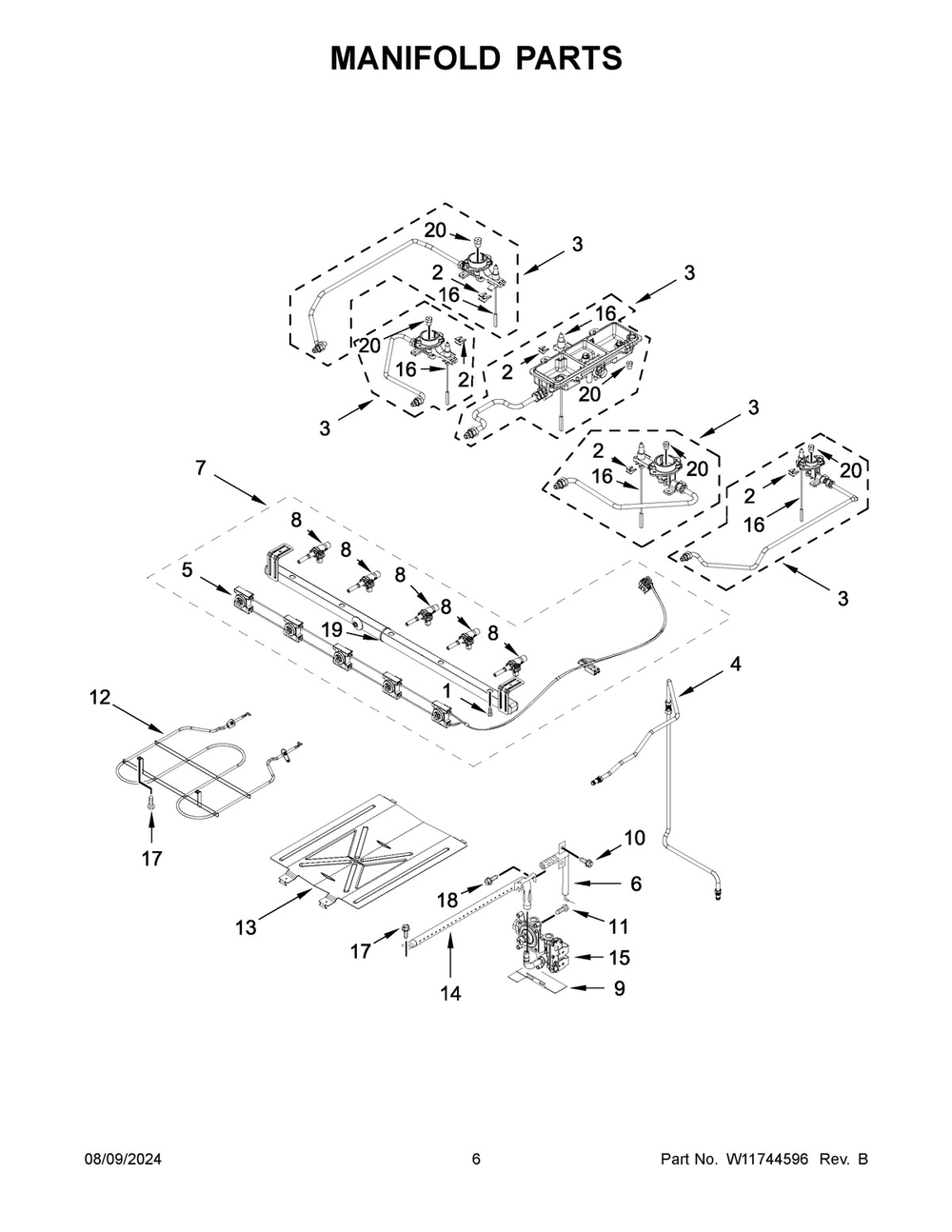 04 - Manifold Parts Diagram and Parts List for WFGS7530RB0  Whirlpool Range