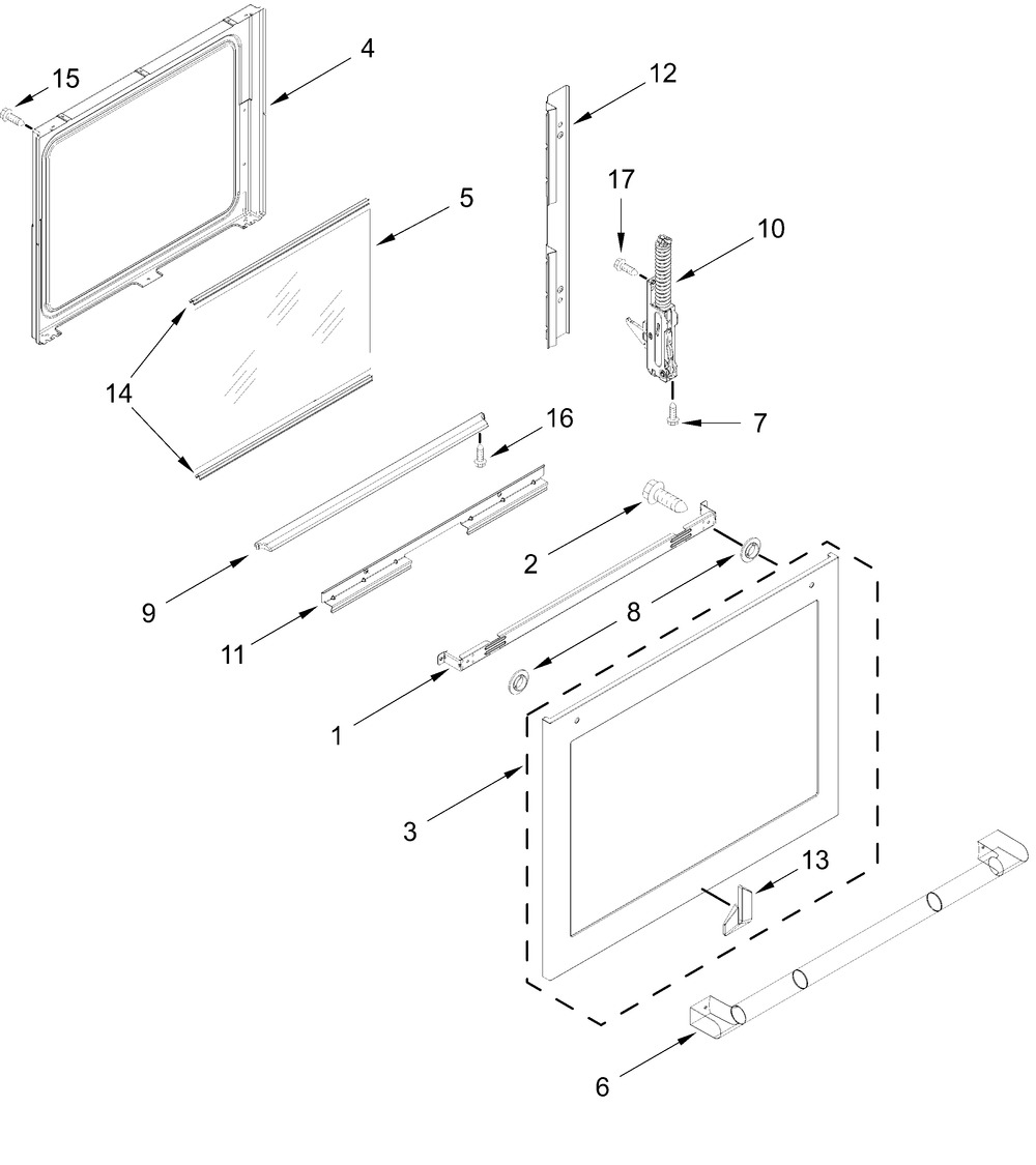 Door Parts Diagram and Parts List for JDS1450ML2  Whirlpool Range