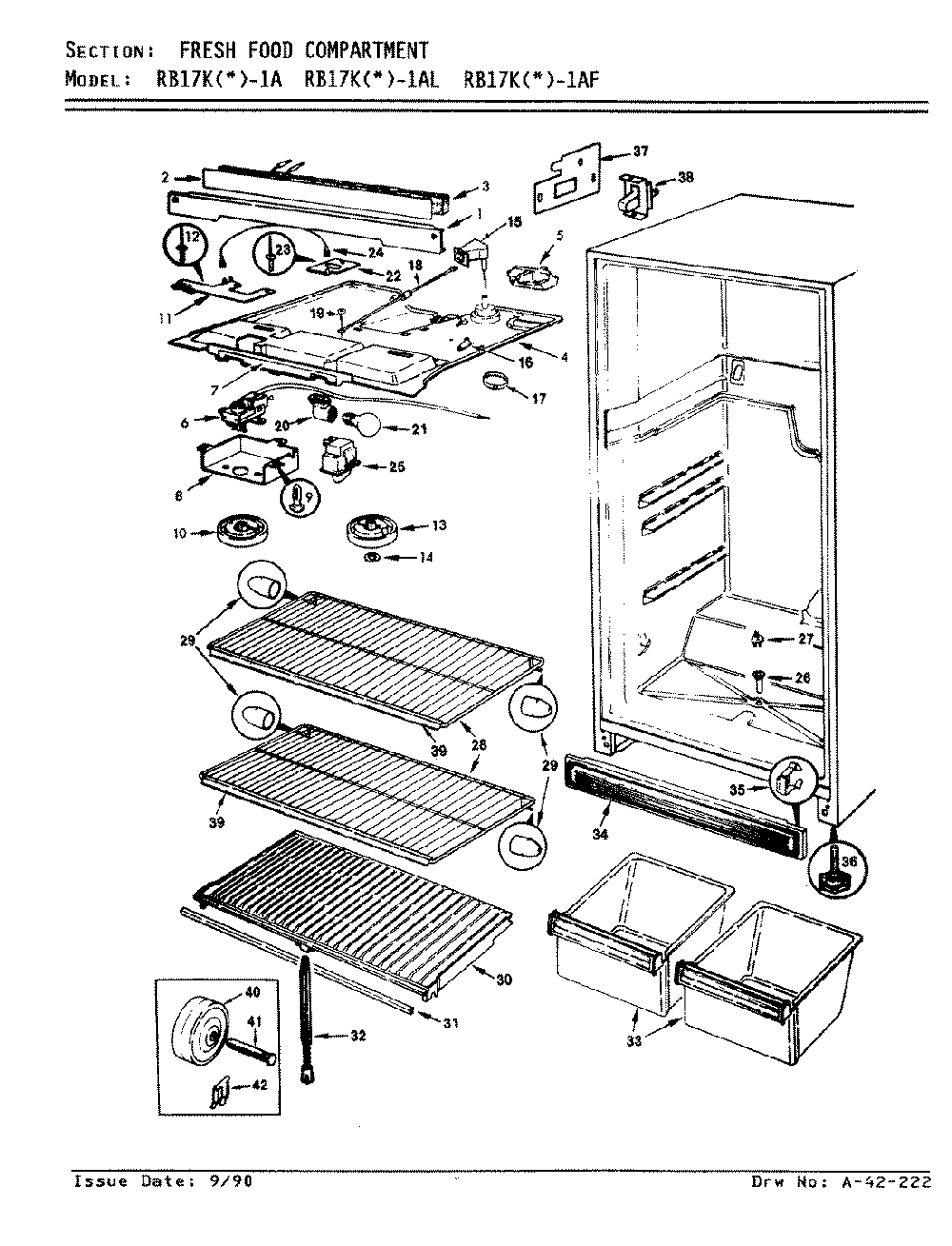 03 - Fresh Food Compartment Diagram and Parts List for RB17KA-1AL  Whirlpool Refrigerator