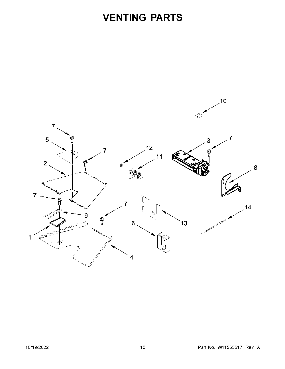 Venting Parts Diagram and Parts List for KFDC506JYP01  KitchenAid Range