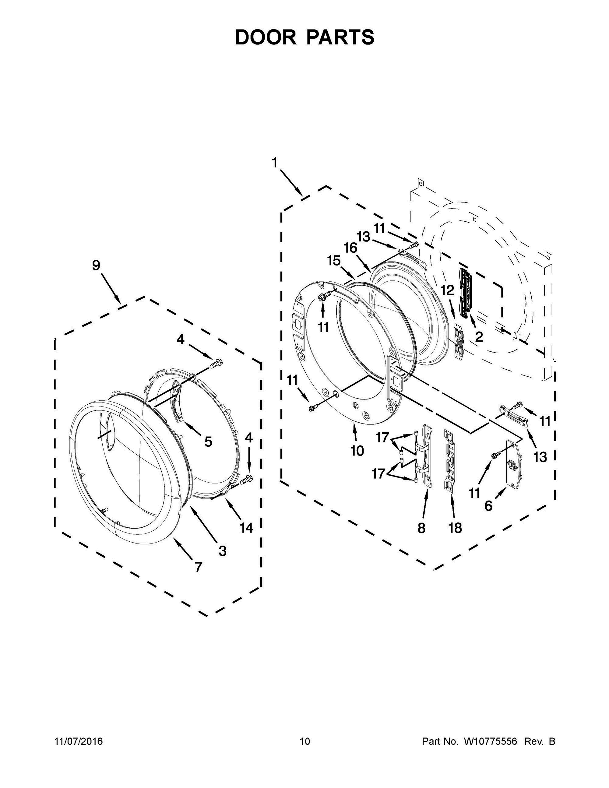 06 - DOOR PARTS Diagram and Parts List for YWED99HEDW0  Whirlpool Dryer