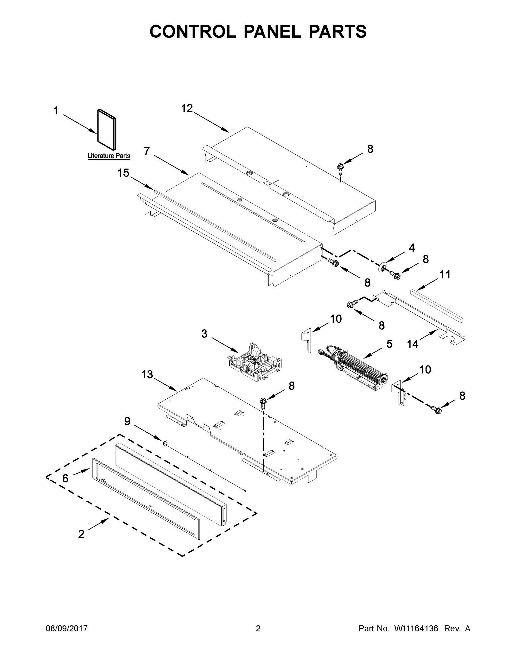 02 - CONTROL PANEL PARTS Diagram and Parts List for WOS97EC0HZ00  Whirlpool Wall Oven
