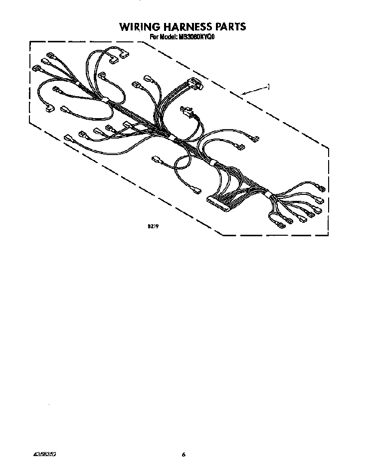 Wiring Harness Diagram and Parts List for MS3080XY0  Whirlpool Microwave