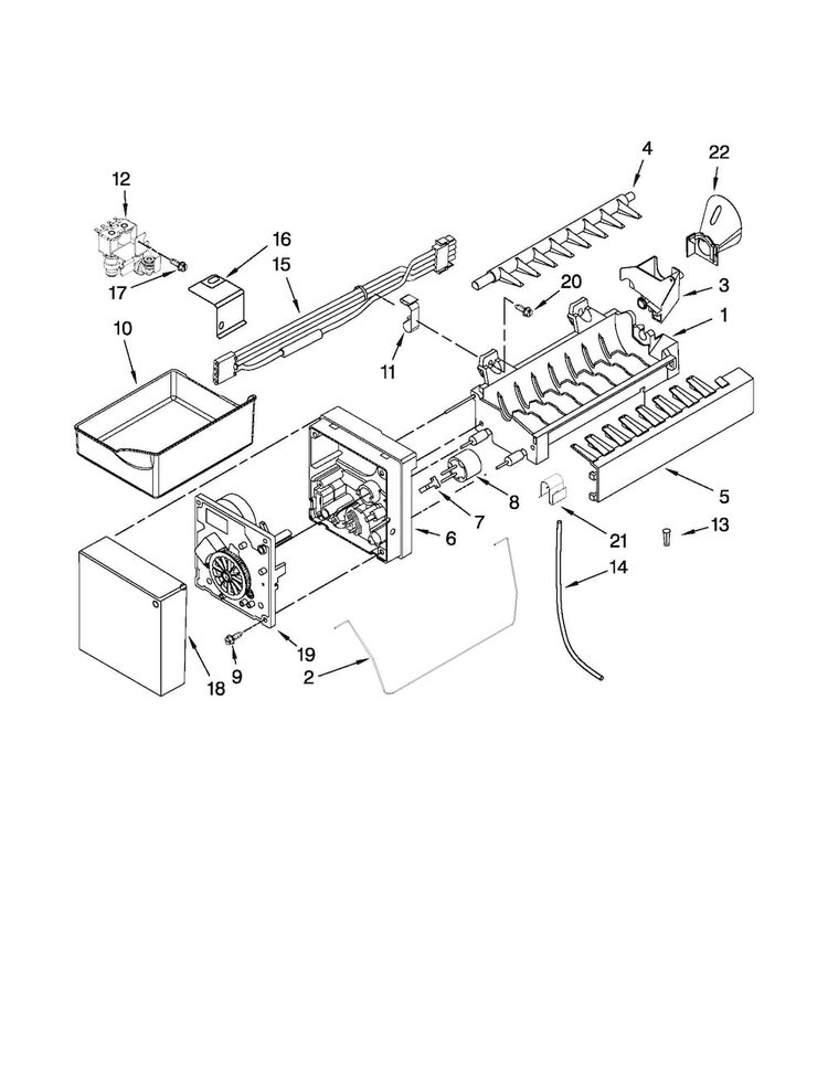 Icemaker Parts Diagram and Parts List for 10672003010  Kenmore Refrigerator