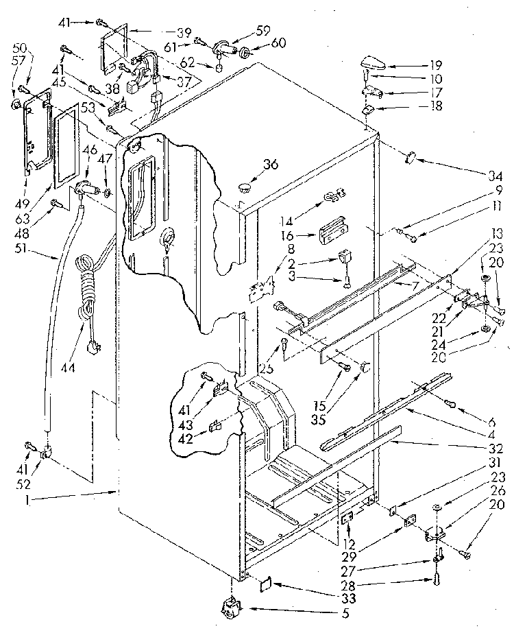 Cabinet Diagram and Parts List for ET14JKXSN02  Whirlpool Refrigerator