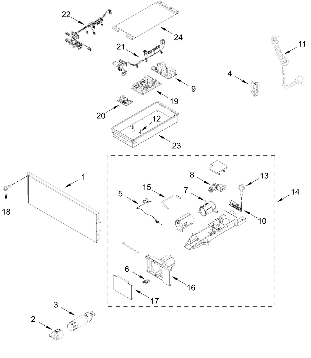Upper Unit Parts Diagram and Parts List for JBRFL24IGX20  Whirlpool Refrigerator