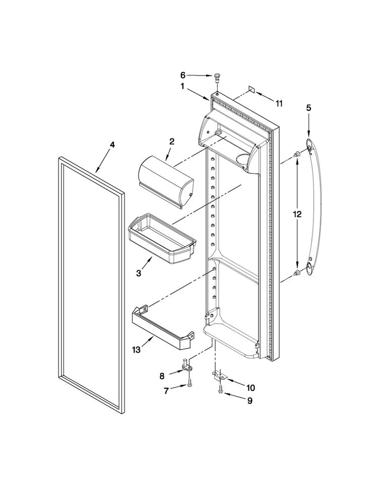 Refrigerator Door Parts Diagram and Parts List for 10650343011  Kenmore Refrigerator