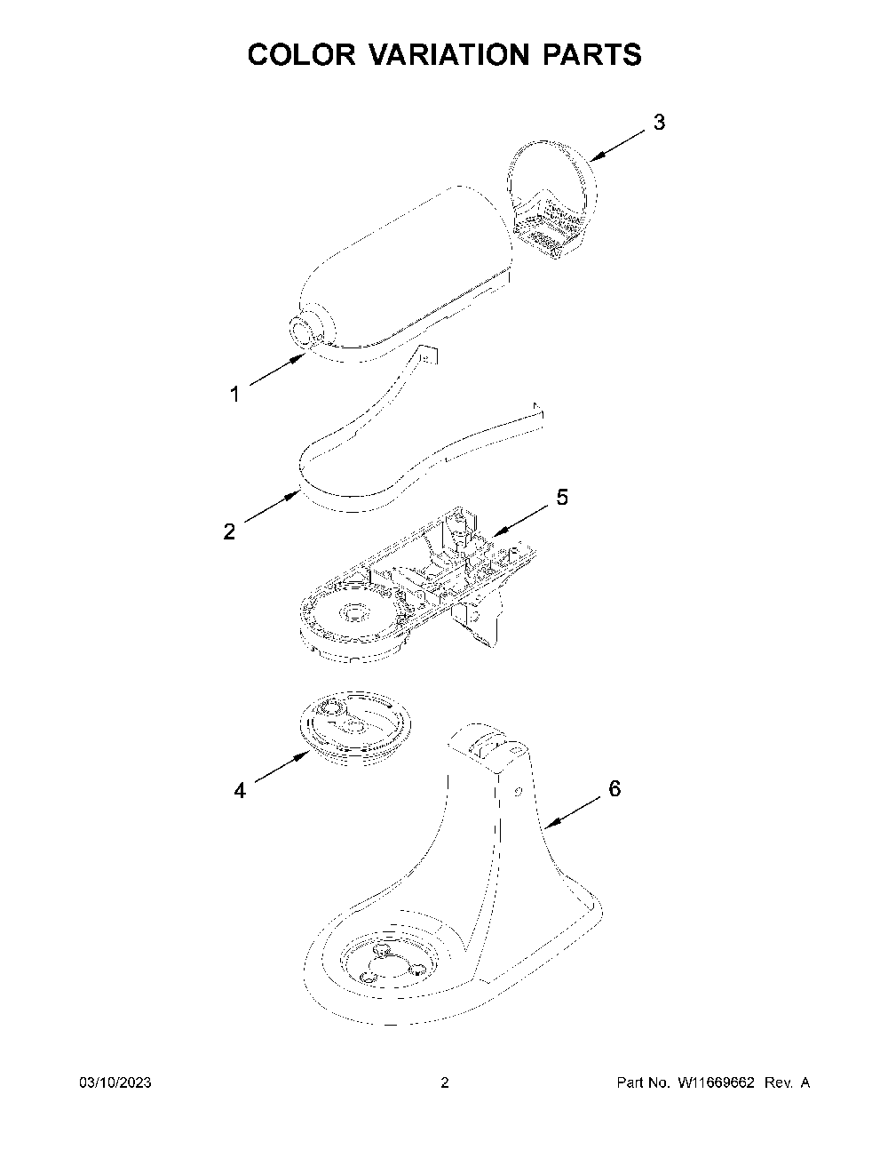 Color Variation Parts Diagram and Parts List for KSM150PSDR5  KitchenAid Mixer