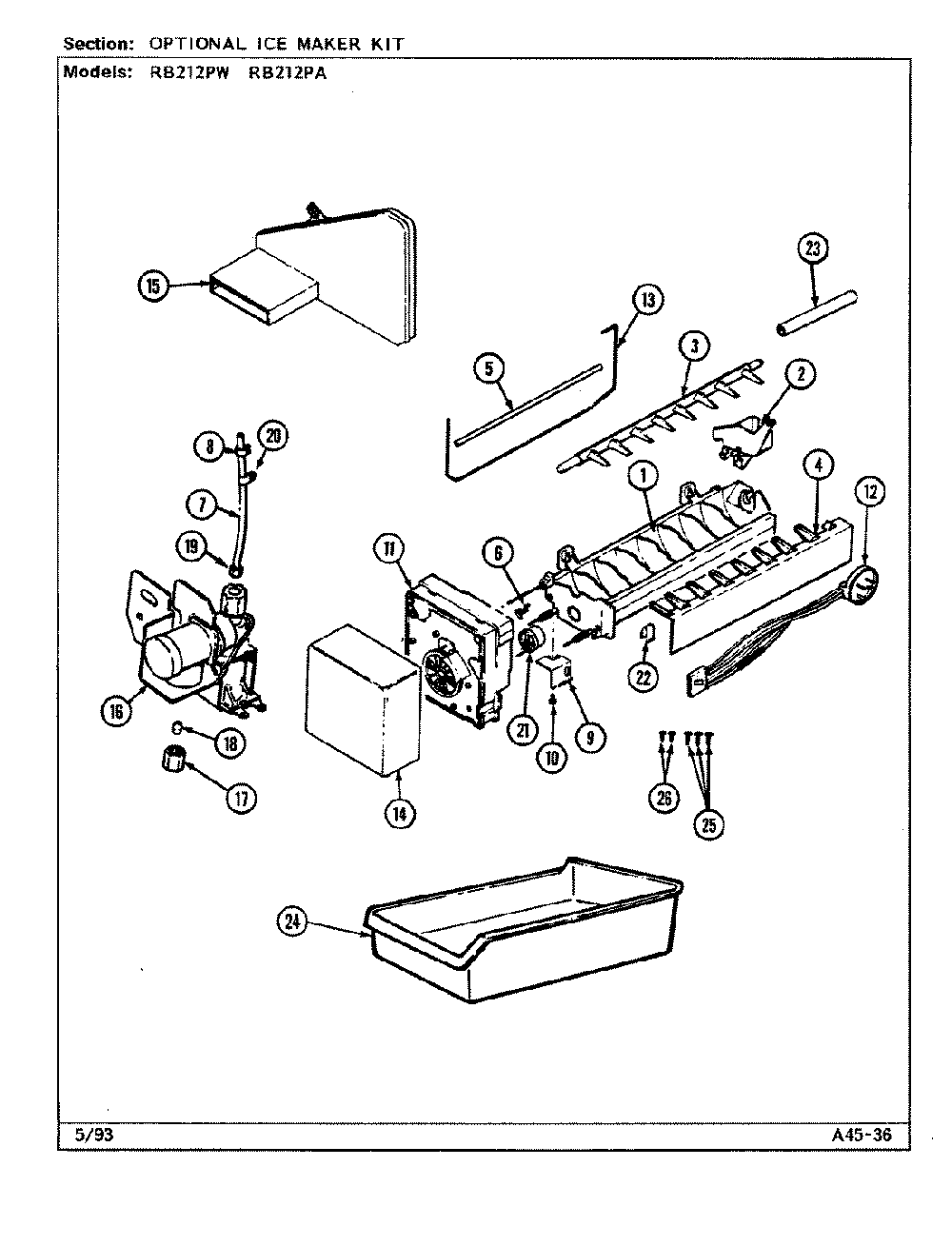05 - Optional Ice Maker Kit Diagram and Parts List for RB212PA  Whirlpool Refrigerator