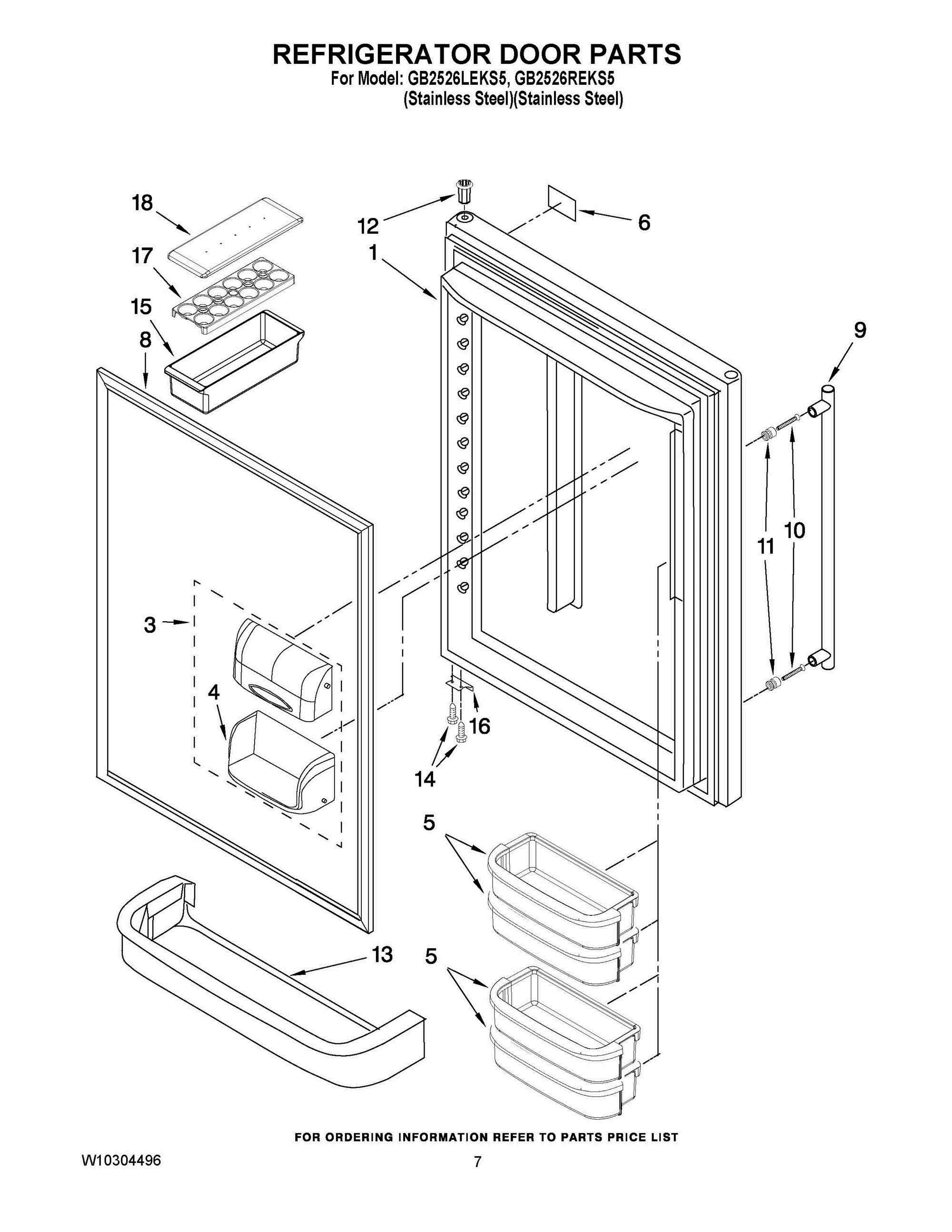 04 - REFRIGERATOR DOOR PARTS Diagram and Parts List for GB2526LEKS5  Whirlpool Refrigerator