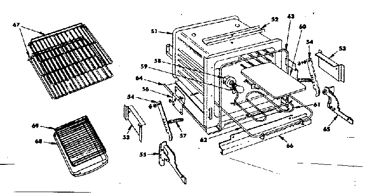 Oven Parts Diagram and Parts List for 1554547020  Kenmore Range