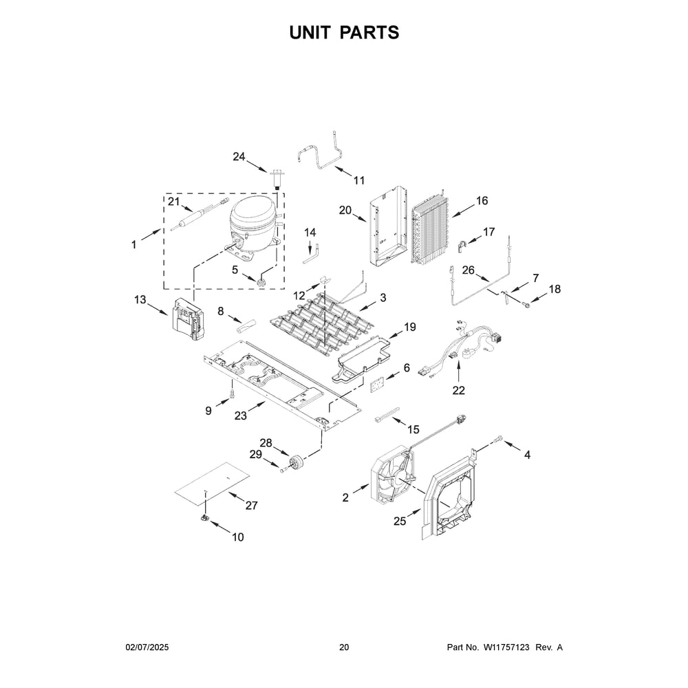 Unit Parts Diagram and Parts List for KRSC336RPS00  KitchenAid Refrigerator