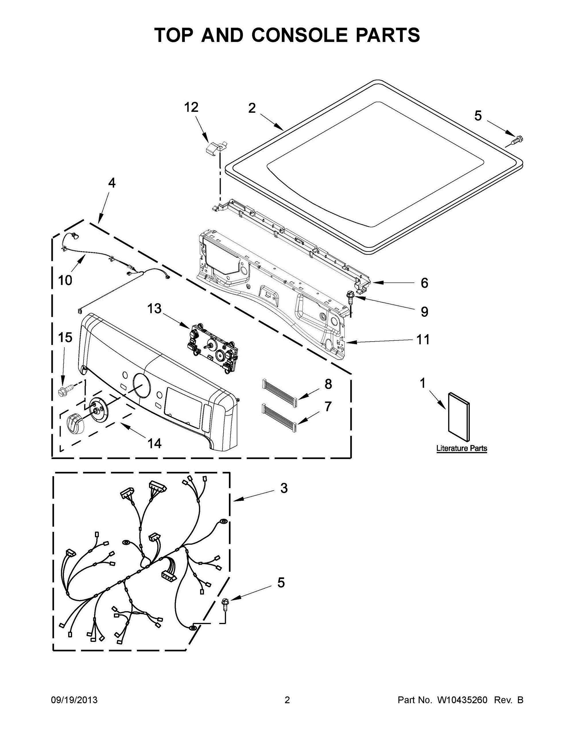 02 - TOP AND CONSOLE PARTS Diagram and Parts List for YMED6000XW2  Whirlpool Dryer