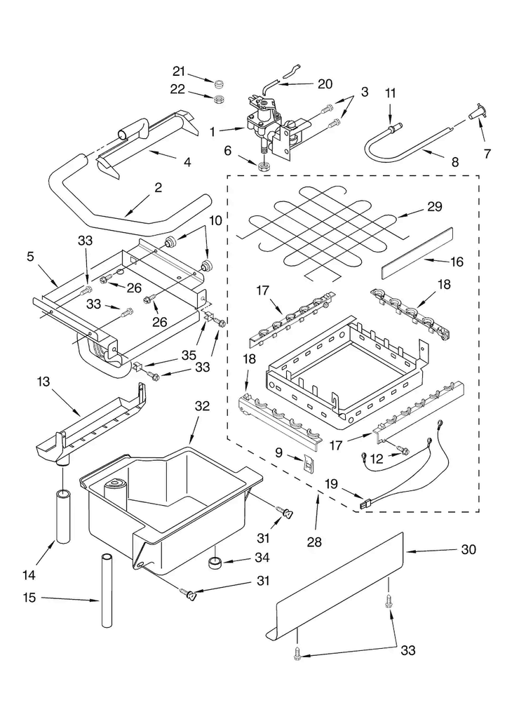 Evaporator Ice Cutter Grid And Water Parts Diagram and Parts List for 10689482997  Kenmore Ice Maker