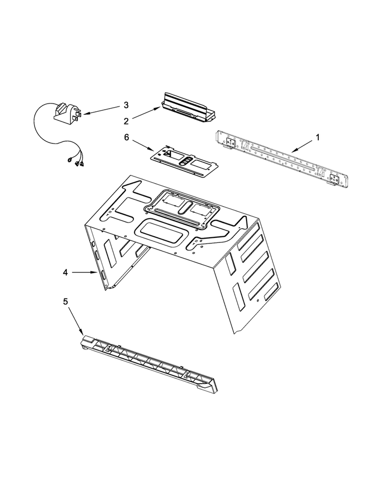 Cabinet And Installation Parts Diagram and Parts List for WMH73521CB0  Whirlpool Microwave