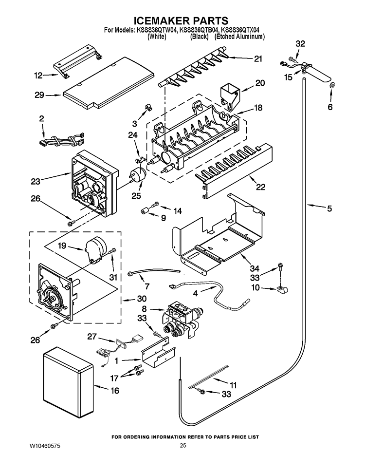 ICEMAKER PARTS Diagram and Parts List for KSSS36QTB04  KitchenAid Refrigerator