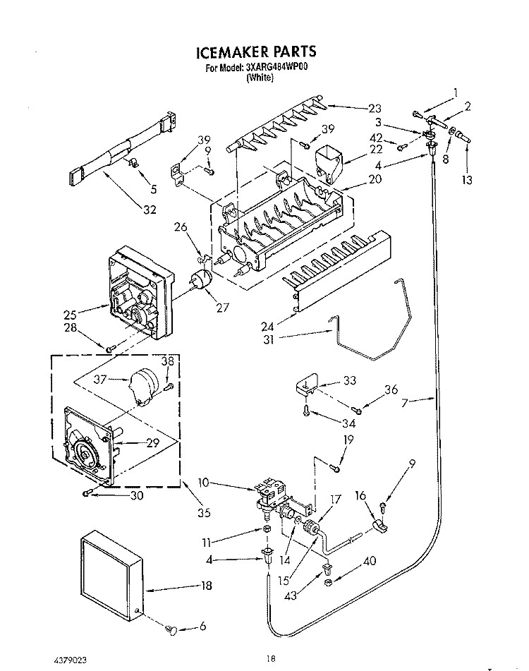 ICEMAKER Diagram and Parts List for 3XARG484WP00  Whirlpool Refrigerator
