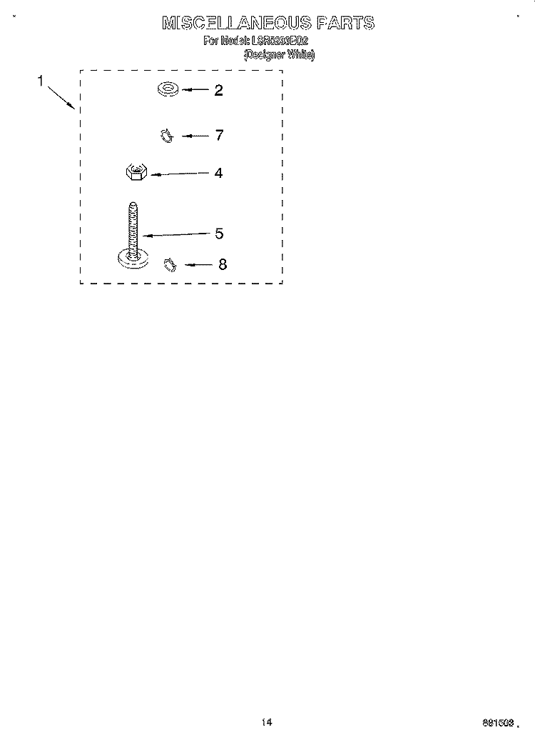 MISCELLANEOUS, LIT/OPTIONAL Diagram and Parts List for LSR5233EQ2  Whirlpool Washer