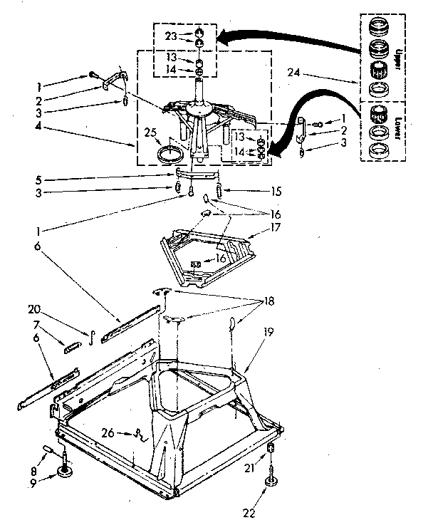Machine Base Diagram and Parts List for LA9800XSN2  Whirlpool Washer