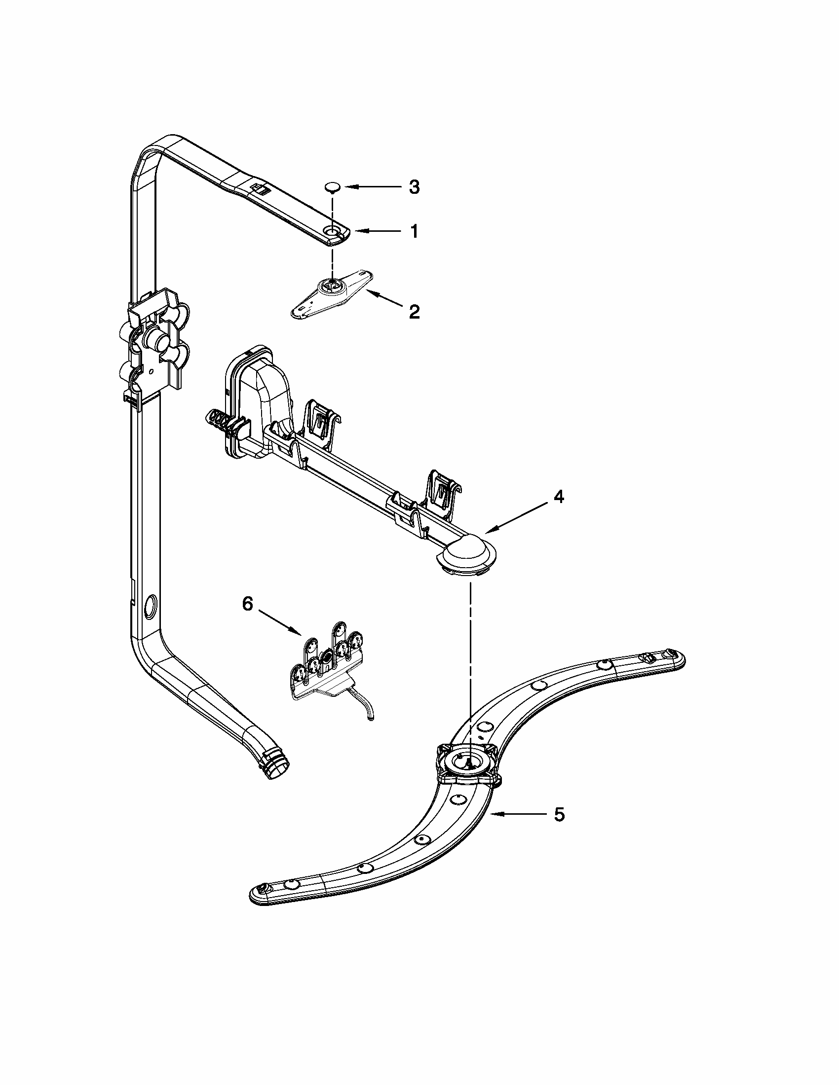 Upper Wash And Rinse Parts Diagram and Parts List for 66513283K113  Kenmore Dishwasher