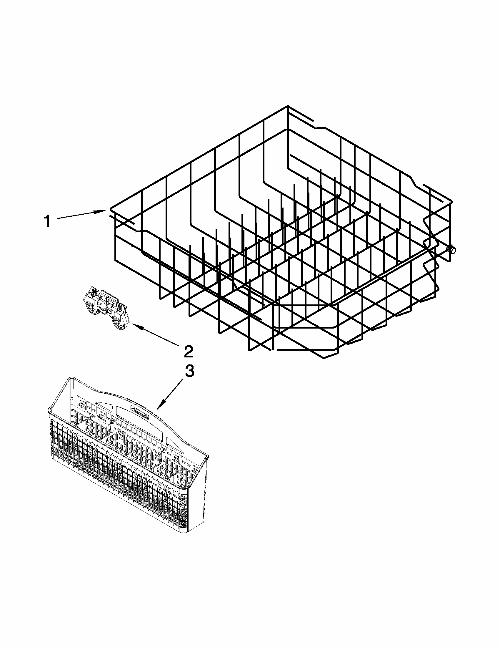 Lower Rack Parts Diagram and Parts List for 66513272K113  Kenmore Dishwasher
