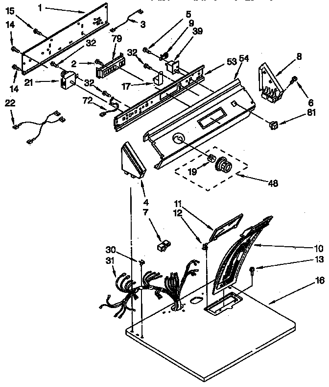 Top And Console Parts Diagram and Parts List for LEC6646AZO  Whirlpool Dryer
