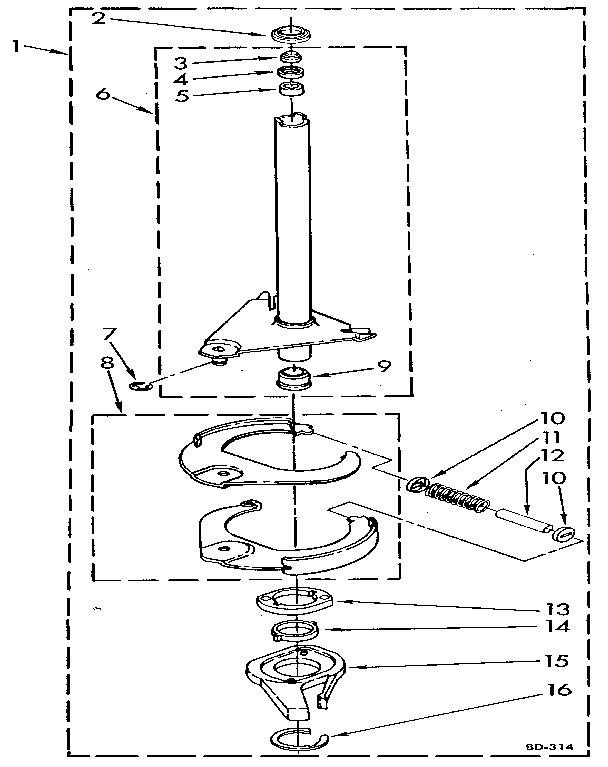 Brake And Drive Tube Diagram and Parts List for LA5500XTF1  Whirlpool Washer
