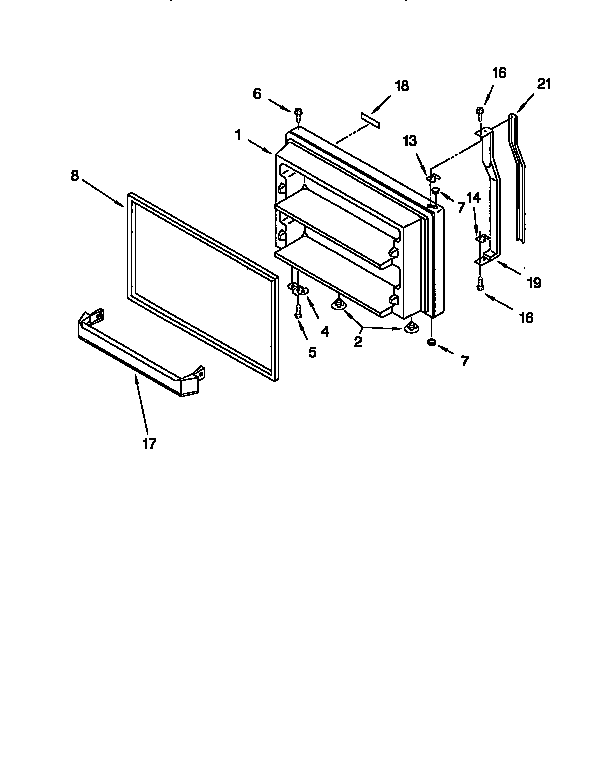 Freezer Door Diagram and Parts List for KTRSKDBL03  KitchenAid Refrigerator